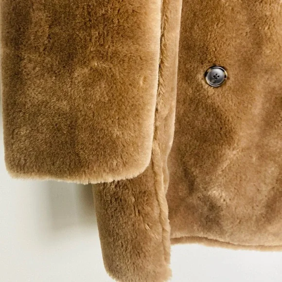 New with tags J. Crew brown faux fur double breasted coat. Size XS - Picture 3 of 9